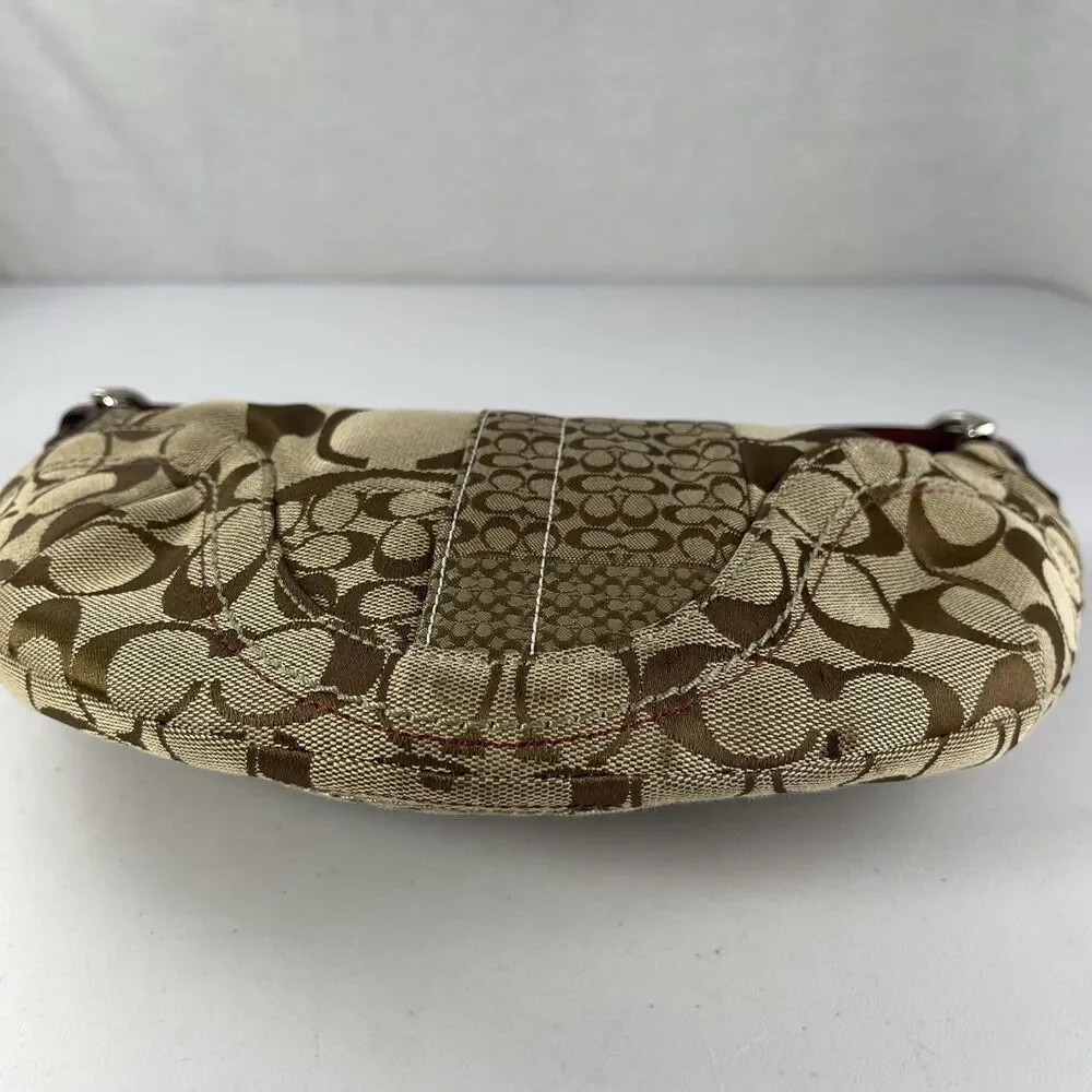 Y2K Coach Patchwork Purse Monogram Hobo Shoulder Bag Red Crocodile Print Handle - Picture 5 of 16